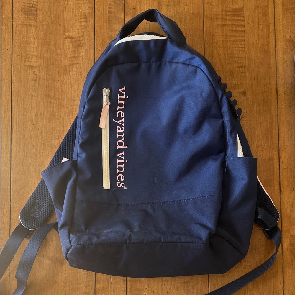 Vineyard Vines Navy Backpack with Light Pink Accents